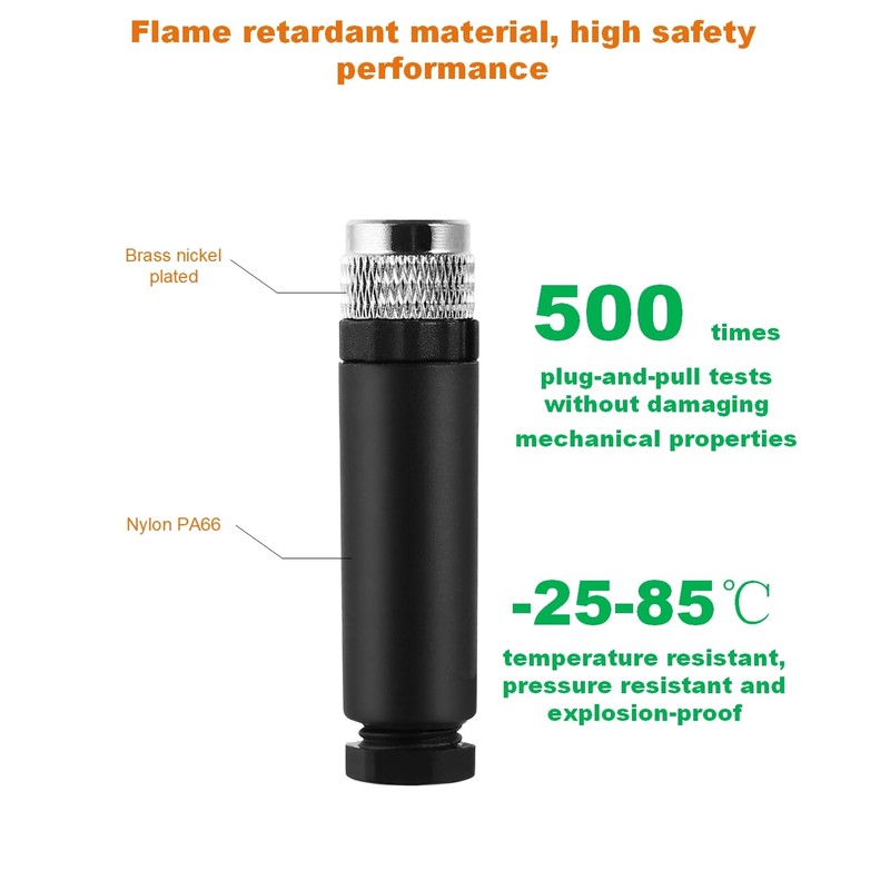 Solnique M8 4-Pin Male & Female Aviation Wire Connector, Waterproof