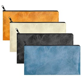 Fassave 4 Pieces Zippered Deposit Bank Bag Money Pouch, PU Leatherette Security Wallet Pouch for Cash Money, Coin, Cosmetics, Small Tools (Decorative Pattern 01-4pcs)