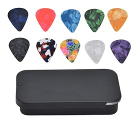 Púas de bajo, púas de Guitarra Coloridas Retro Ligeras portátiles para Ukelele para Principiantes para Guitarra eléctrica para Banjo(0,46 mm, Caja Negra)