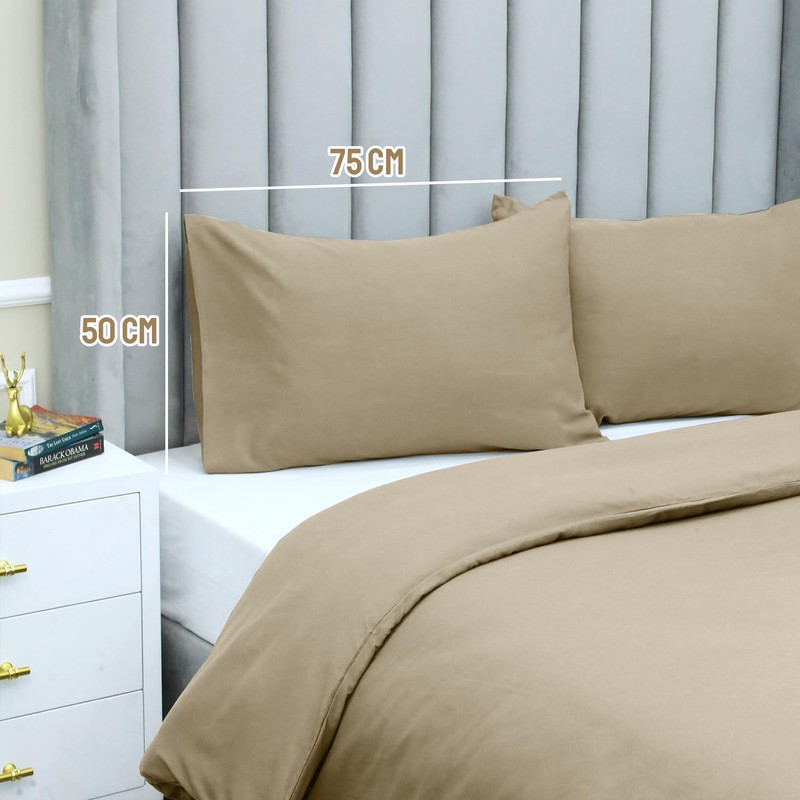 Imperial Rooms Single Duvet Cover Set Brushed Microfiber Plain Beige