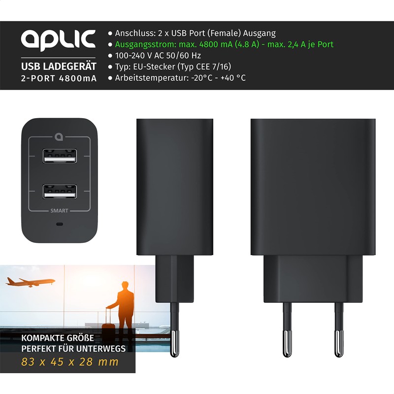 CSL - 24 Watt Charger Dual Port USB Charger with