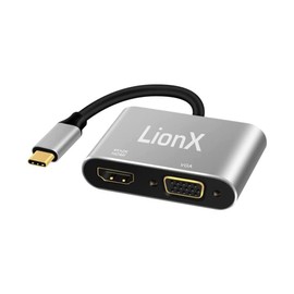 LIONX USB C to HDMI/VGA Adapter, 4 in 1 USB 3.0 Type-C Hub VGA/DVI Video Adapter, 4K UHD Male to Female Multi-Display Video Converter