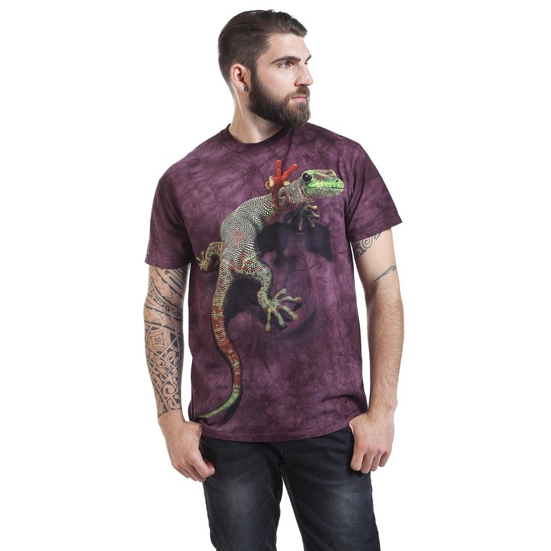 The Mountain Men's Peace Out Gecko T-Shirt, Maroon, Large
