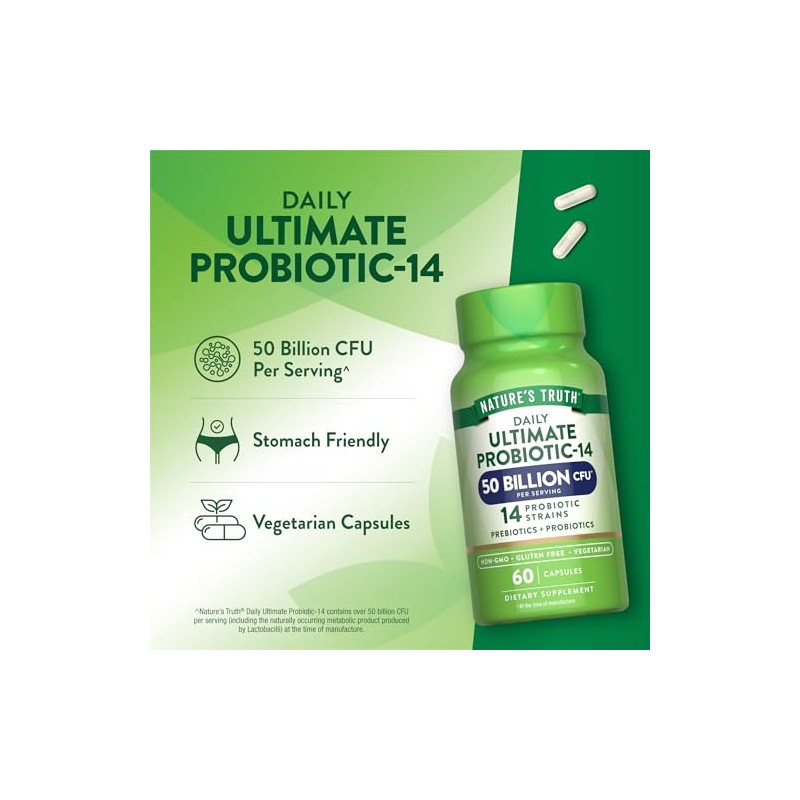 Natures Truth Probiótico 50 mil millones de UFC, 60 cápsulas
