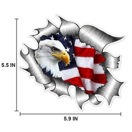 fabisup Bald Eagle American Flag Sticker, Car Decal for Door Window Bumper Wall, Patriotic USA Flag Bald Eagle Decoration Decal Sticker for Laptop,Truck, SUV, Van, Waterproof Crack 3D car Sticker (C)