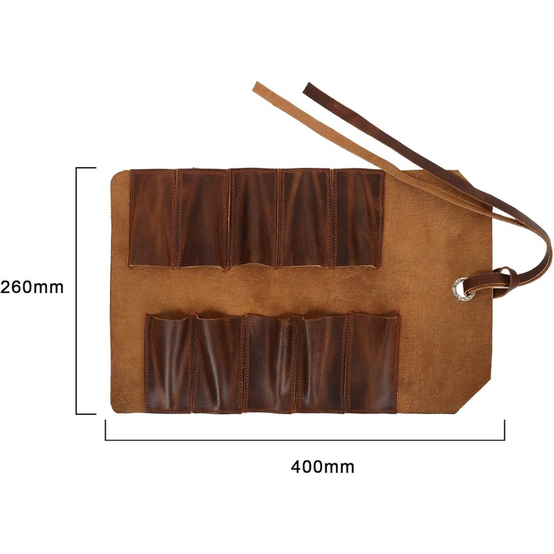 Militaria Stuffs Leather Tool Roll Up Pouch (10 Slots) -