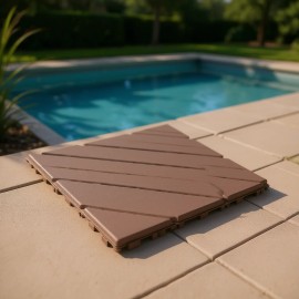 Brown 12x12 Square Plastic Interlocking Deck Tiles Waterproof Outdoor Patio Poolside FlooringColor: as Pic Color