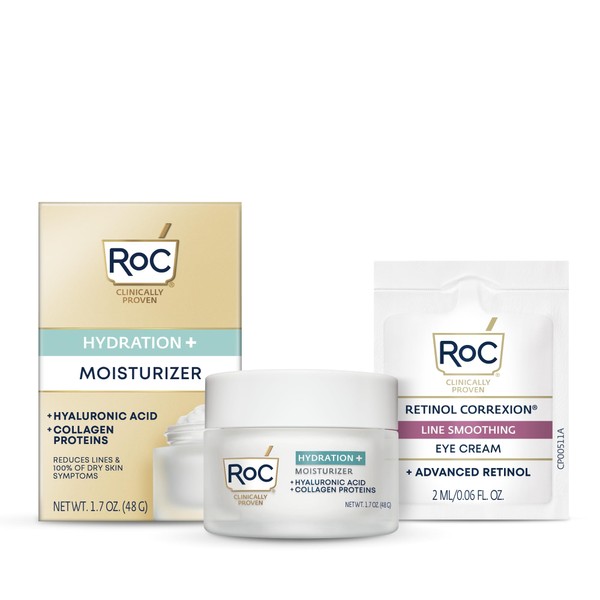 RoC Hydration+ Hyaluronic Acid Moisturizer Face Cream, Hydrating, Smoothing, Fragrance