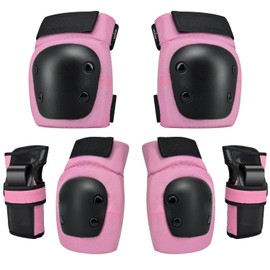 SOVYOULIVE Youth/Kids Protective Gear Set, Knee Pads Elbow Pads Wrist Guards with Adjustable Strap for Girls Boys Toddler Children Skateboard Scooter Cycling Bike Outdoors Sports(Pink-S)