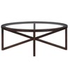 Polibi Modern Oval Glass Coffee Table, Solid Wood Base Tempered