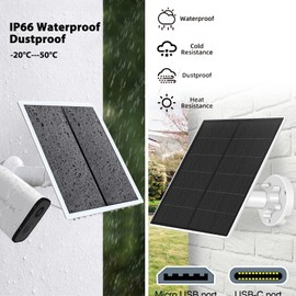 4-Pack Solar Panel Camera Charger Fit for eufyCam, eufyCam E eufyCam 2 eufyCam 2 Pro, eufyCam 2C, eufyCam 2C Pro, SoloCam (E20/E40/L20/L40/S40), or 4G LTE Starlight Camera Micro USB Type-C 10FT Cable