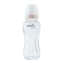 Advanced by Evenflo, Biberón Vidrio Anticólicos Cuello Estándar, Transparente, Flujo Medio, 7oz/210ml, 1 pieza, MEX.