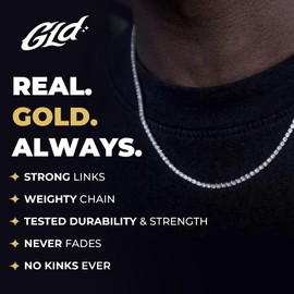 GLD Round Cut Tennis Chain Necklace - Iced Out Chain for Men and Women - Yellow Gold - 5MM - 20"