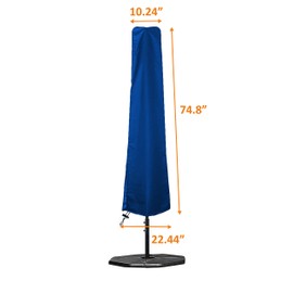 Patio Umbrella / Parasol Cover 18 Oz Waterproof - 100% UV & Weather Resistant - Heavy Duty Umbrella Cover with Air Pockets and Drawstring for Snug fit (Blue)