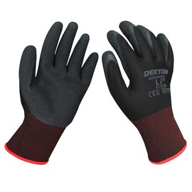 DEKTON DT70799 Mechanics Latex Foam Coated Gloves,Black,Size 9/L, CAT11,EN388,Ultra Grip, Perfect for DIY,Building, Decorating, Garden.