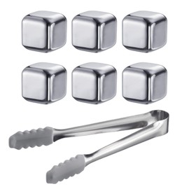 Westmark Cosmo Stainless Steel Cooling Cubes - Reusable Ice Cubes with Tongs, Ideal for Cold Drinks, Cool Without Watering Up, Practical Cooling Stones - Rustproof, 7 Pieces