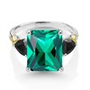 925 Silver and 10K Yellow Gold Green Nano Emerald Black