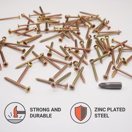 (Pack of 50) Yellow Zinc Plated Steel 3.5 x 40mm Wood Screws Chipboard Screws Universal Pozi Drive Screw Countersunk (50, 3.5 x 40 mm)
