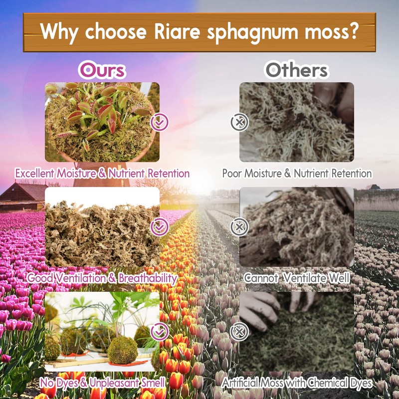 Riare 1.1 LBS Premium Sphagnum Moss- Natural Long Fibered Sphagnum