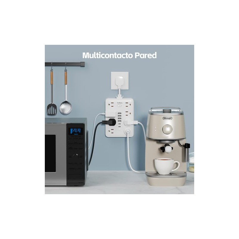 TerHavn Extension electrica Ultra Corta 0.025M y Regleta Multicontacto con