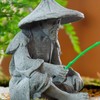Jwthee Mini Fisherman Figurines, Miniature Resin Fishing Old Man Statues