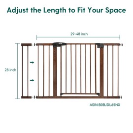 Babelio Baby Gate Extension Metal with Brown Wood Pattern, 5.5'' Extra Wide Pet Gate for Stairs & Doorways, Easy Install Pressure Mounted Child/Dog Gate, No Tools NO Drilling, 28" Tall