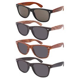 EDGEIWEAR Classic Vintage Wood Horn Rimmed UV Protection Sunglasses with Spring Hinge For Men Women 12-Pack