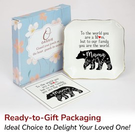 OASSIE Gifts for Mom from Daughter Son - 4"x4" Ceramic Jewelry Dish Tray - Mother's Day Birthday Gifts for Women Mama Mother-in-Law Stepmom, Trinket Dish, Presents for Mom