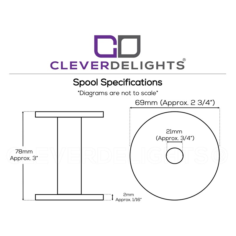 CleverDelights 3" White Plastic Spools - 3 Pack - Empty