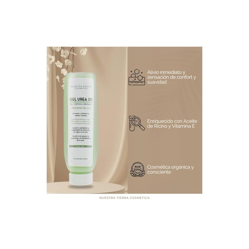 Nuestra Tierra Cosmetica Gel Urea 20 Hidratante Corporal, Crema para