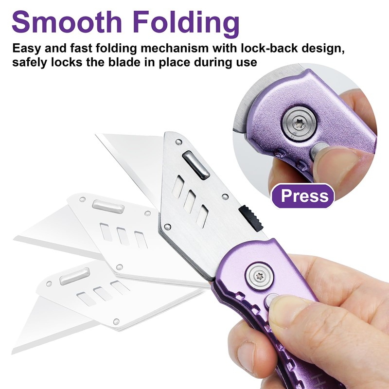 Harita Utility Knife Box Cutter Quick Change Blades, Back-lock Mechanism,