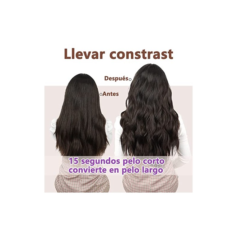 2 Piezas Extension de Cabello, 45CM Hair Extensions(Marrón Claro)