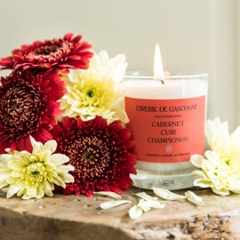 Cirerie de Gascogne Scented Candle Black Garlic, Malbec, Prune Blend Fragrance Candle in Orange, Handmade Candle in Glass Jar (Ail Noir, Malbec, Pruneaux) GMO-Free Soy Wax