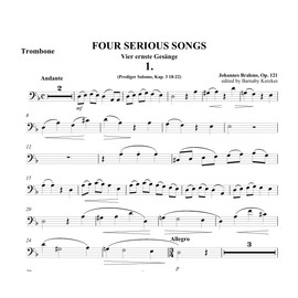 Vier ernste Gesänge op. 121 für Bass-Posaune und Klavier | Four Serious Songs op. 121 for Bass Trombone and Piano (Partitur und Stimmen)
