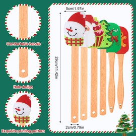 Zhehao 12 Pcs Christmas Silicone Spatulas Pot Holders Set Heat Resistant Pot Holders with Pocket Baking Gifts for Christmas Gift Party Supplies (Vibrant Christmas Style)