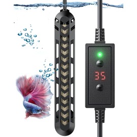 Pawfly Submersible Aquarium Heater 100 W Betta Fish Tank Heater Adjustable Electronic Heating Rod with Thermostat Overheating Protection and Protective Cover for 20-30 Gallon Fish Tanks
