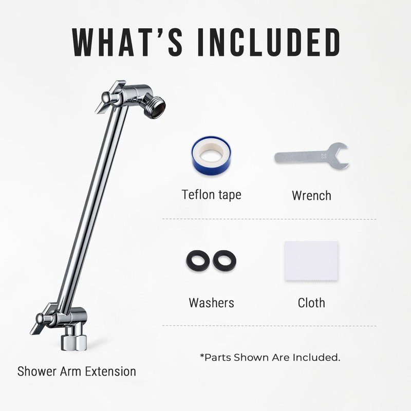 G-Promise Shower Head Extension Arm, Stainless Steel Adjustable Extender with