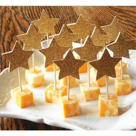 Mefuny 40 Pieces Gold Little Star Cupcake Toppers ,Food Picks Baby Shower Decor And Cupcake Party Picks