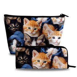 xiaotcq Women Cat Makeup Bag, Funny Animal Cosmetic Pouch for Teens Girls Big Capacity Cosmetic Bags for Travel Essentials