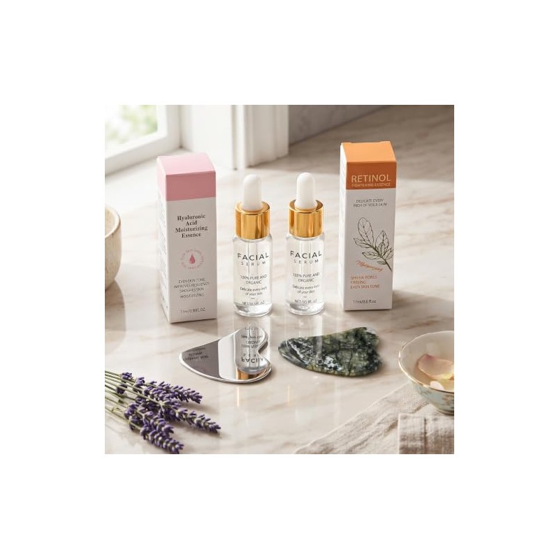 4 Piezas Kit Cuidado Facial Serum Retinol y Ácido Hialuronico