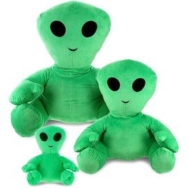 DolliBu Plush Alien Stuffed Toys - Soft Huggable Green Alien Plush Kit, Adorable Space Creature Plush Toys, Cute Weird Cuddle Gifts for Kids and Adults - 3 Pack