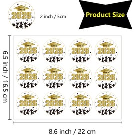 Graduation Stickers 60Pcs Class of 2025 Congrats Graduations Labels 2 Inch Round Graduation-Themed Sticker for Envelopes, Bag Seals