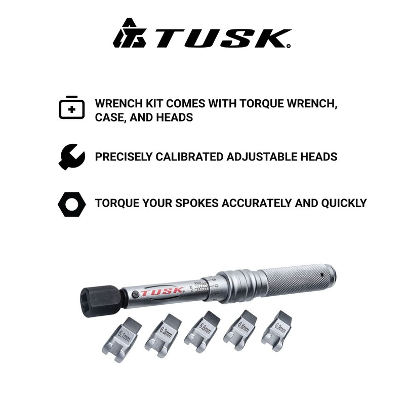 TUSK Spoke Torque Wrench Kit – Adjustable 30–150 in‑lb Torque Wrench