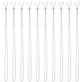 SUNNYCLUE 1 Box 10 Pack 24 Inch/0.6m 2mm Slider Necklace Chains Silver Necklace Chain Bulk Stainless Steel Adjustable Necklace Chains Ball Bead Findings for jewellery Making Supplies DIY Women Necklac