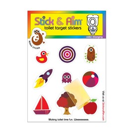 Colour Changing Toilet Target Stickers Kids Pack with Sticker Applicator Tool for Potty Training Boys. Toilet Stickers for Boys Aim.