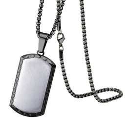 555Jewelry Stainless Steel Dog Tag Necklace for Men and Women, Matte Dog Tag Pendant Chain Necklaces, 16-24 Inch, 18 Inch, Stainless Steel, No Gemstone