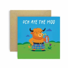 Huxters Funny Scottish Birthday Card Och Aye the Moo Tartan Irn Bru Scotland Card for - 14.8cm (Och Moo Tartan)