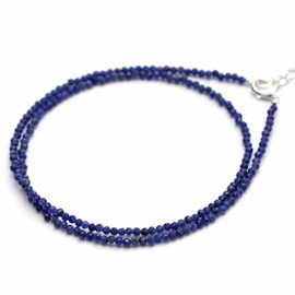 Gempires Natural Sodalite Beaded Necklace, Healing Crystal Jewellery, Choker Necklace for Women, 16+2 inch Adjustable Silver Plated Chain,