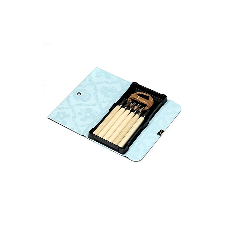 Yoshiharu Cutlery Maruichi Chisel with Leather Case, Set of 6