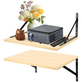 2 Pcs Projector Wall Mount Shelf, Projectors Deep Floating Shelves, Projectors-Rack Holder for Wall, Modem Wide Wall Box Shelf for Projector/Modem/Router, Router Shelves for Living Room Bedroom